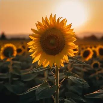 Golden hour sunflower in field - Image 4