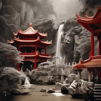 Tranquil Taoist Temple in Chinese Mountains