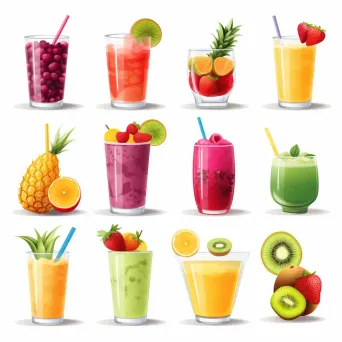 Tropical smoothie bar logo with assortment of fruity smoothies - Image 2