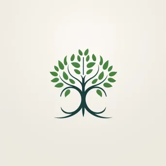 Logo with minimalist tree in green and white colors - Image 1