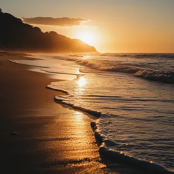 Sunset at beach where river meets ocean - Image 1