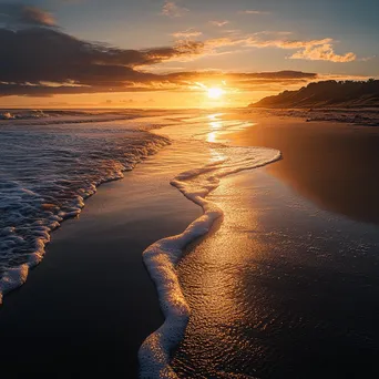 Sunset at beach where river meets ocean - Image 3