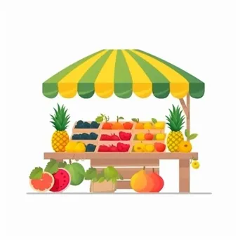 Tropical fruit stand logo with colorful fruits on display - Image 1