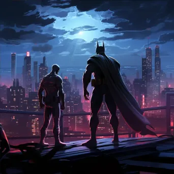 Superheroes in a showdown on rooftops against a nocturnal city skyline - Image 4