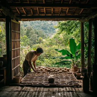 Wet Clay on Bamboo Drying Rack