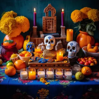 Mexican Day of the Dead altar with marigold flowers - Image 3