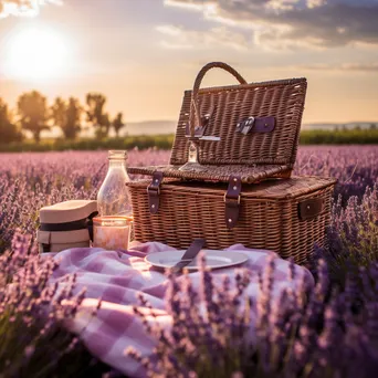 Picnic setup in the middle of lavender fields. - Image 3