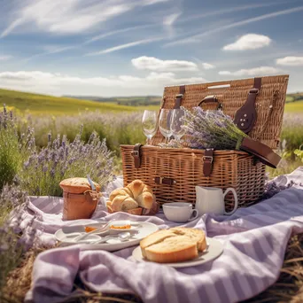 Picnic setup in the middle of lavender fields. - Image 4