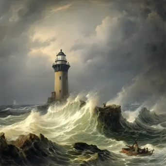 Stormy sea with a lighthouse in the distance, symbolizing hope amidst chaos - Image 2