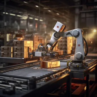 Industrial robot packing products on a conveyor belt - Image 2