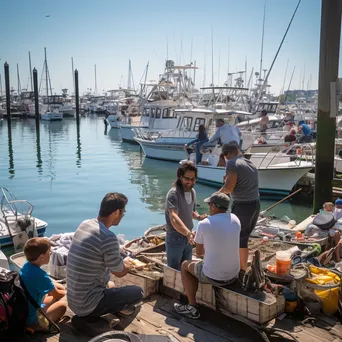 Families enjoying brunch by the harbor, with children playing nearby. - Image 4