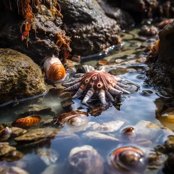 Close-up of mollusks and barnacles in a rock pool habitat - Image 1