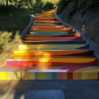 Colorfully painted staircase capturing the hues of a setting sun - Image 1