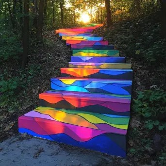 Colorfully painted staircase capturing the hues of a setting sun - Image 4