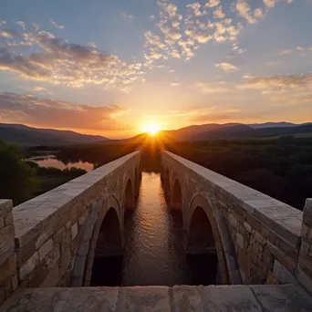 Sunset view from a stone bridge over hills - Image 3