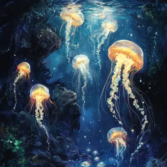 Colorful mermaid lagoon with dancing jellyfish lighting the scene - Image 2