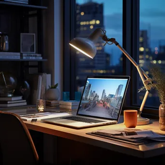 Home office with laptop and notepad on an ergonomic desk - Image 4