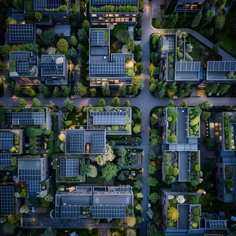 Drone view of a smart city with solar panels and greenery. - Image 3