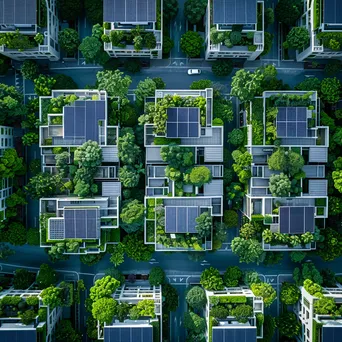 Drone view of a smart city with solar panels and greenery. - Image 4