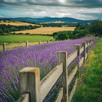 Wooden fence along a vibrant lavender field. - Image 2