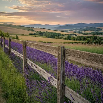 Wooden fence along a vibrant lavender field. - Image 3