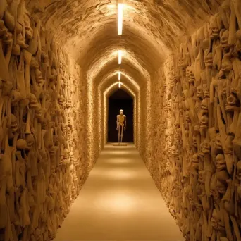 Image of an underground catacomb with bone-lined passages - Image 1