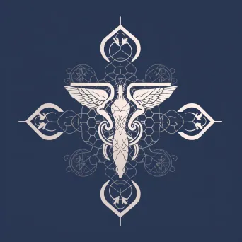 Elegant and sophisticated caduceus icon conference logo in navy and silver colors - Image 1