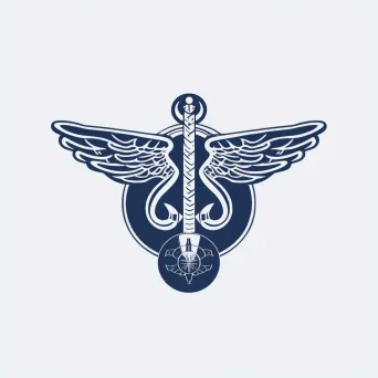 Elegant and sophisticated caduceus icon conference logo in navy and silver colors - Image 2