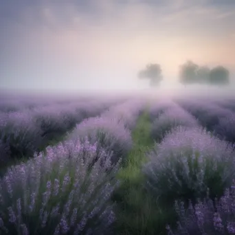 A peaceful lavender field in the early morning mist - Image 4