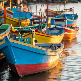 Colorful fishing boats docked at river mouth - Image 4