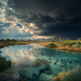 Migratory birds around a desert oasis - Image 3