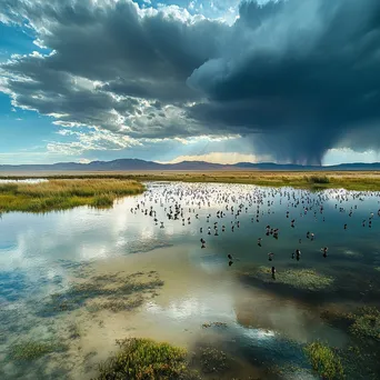 Migratory birds around a desert oasis - Image 4