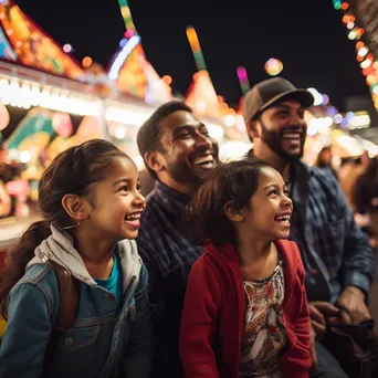 Family enjoying rides and games at a local fair. - Image 3