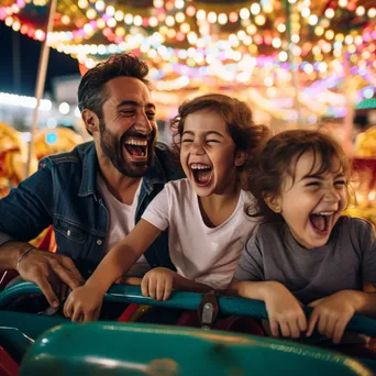 Family enjoying rides and games at a local fair. - Image 4