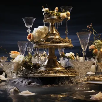 An extravagant banquet placed on an iceberg, reflecting the urgency of climate change - Image 2