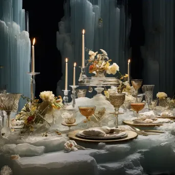 An extravagant banquet placed on an iceberg, reflecting the urgency of climate change - Image 3