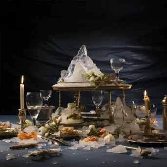 An extravagant banquet placed on an iceberg, reflecting the urgency of climate change - Image 4