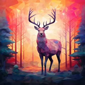 Low Poly Stag at Dawn