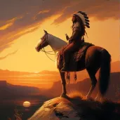 Native American hero on horse in image prompt - Image 3