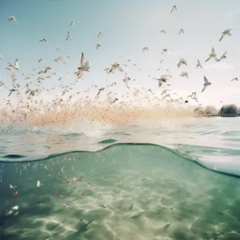 Inverted aquatic world with fish in the sky and birds underwater - Image 4