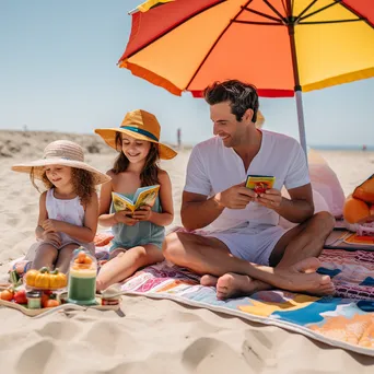 Family Fun Under Beach Umbrellas