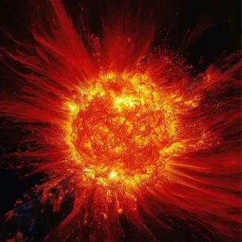 Illustration of a solar flare eruption from the sun