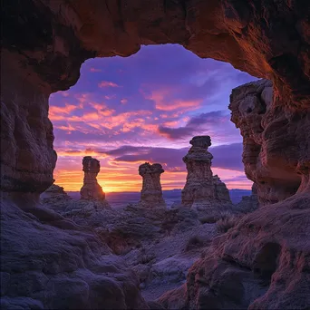 Serene Sunset Over Rock Formations