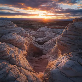 Serene landscape of rock formations framed by sunset - Image 2