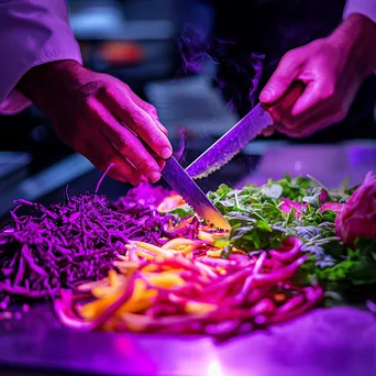 Chef slicing organic vegetables for a stir-fry - Image 2