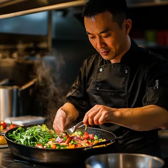 Chef Preparing Healthy Stir-Fry Ingredients