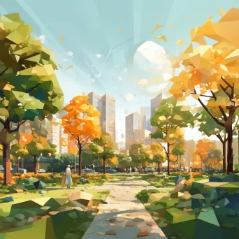 Thriving City Park in Low Poly