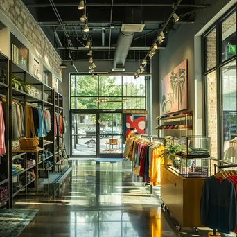 Interior of a vibrant fashion boutique with colorful clothing and stylish décor. - Image 4