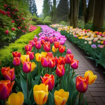 Vibrant Tulip Garden Display