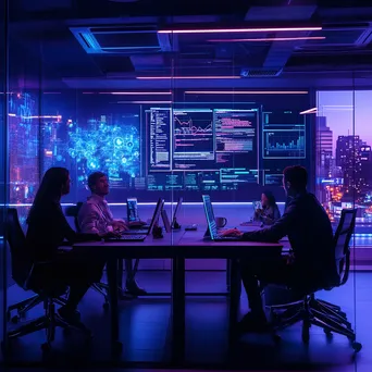 Professionals working in a futuristic co-working space with smart technology - Image 2